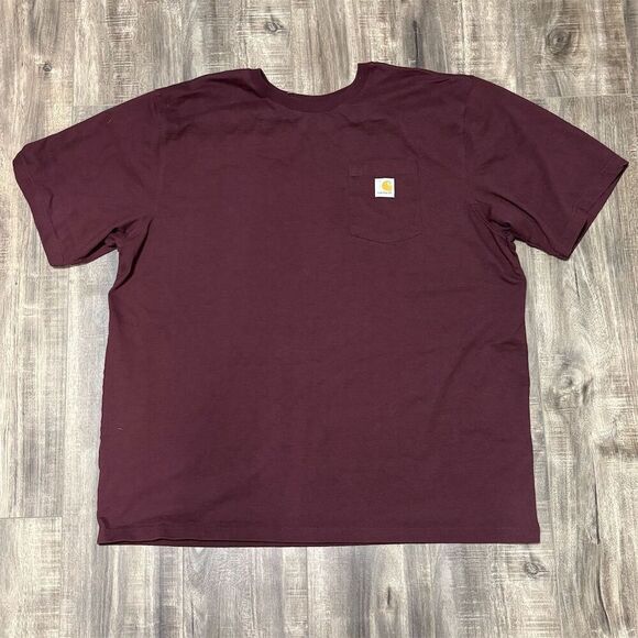 Carhartt Men's 2XL Red Relaxed Fit Crew Neck T-Shirt w/ Pocket - Picture 1 of 4